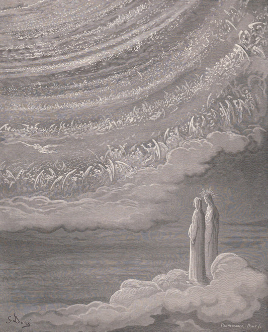 1870 GUSTAVE DORE Print - "The Ninth Heaven" - Dore Wall Art - Antique Dore Engraving - 8.5 x 12.2 Inches