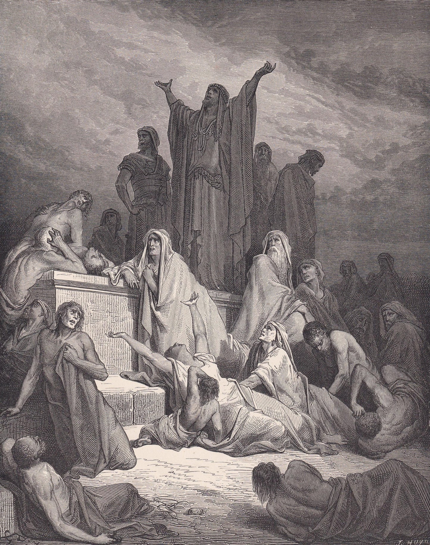 1870 GUSTAVE DORE Print - "The Plague of Jerusalem" - Dore Wall Art - Antique Dore Engraving - 8.5 x 12.2 Inches