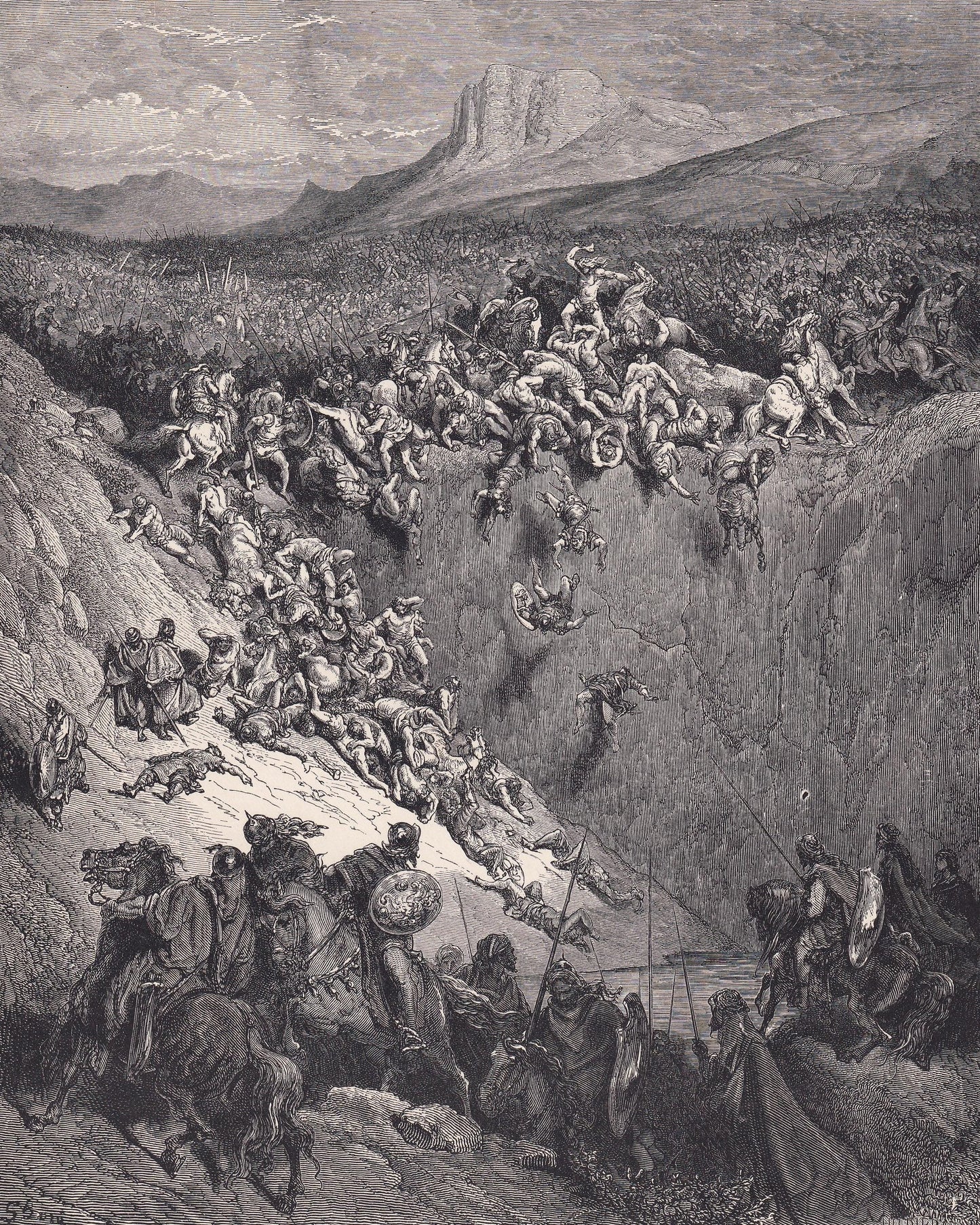 1870 GUSTAVE DORE Print - "Samson Destroying the Philistine with the Jawbone of an Ass" - Dore Wall Art - Dore Engraving - 8.