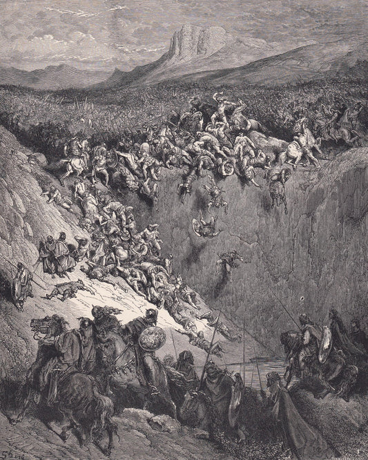 1870 GUSTAVE DORE Print - "Samson Destroying the Philistine with the Jawbone of an Ass" - Dore Wall Art - Dore Engraving - 8.