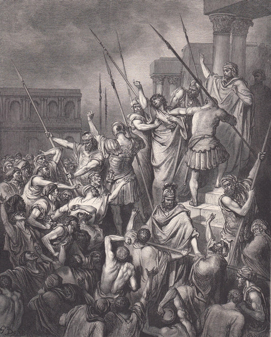 1870 GUSTAVE DORE Print - "Saint Paul Rescued from the Multitude" - Dore Wall Art - Dore Engraving - 8.5 x 12.2 Inches