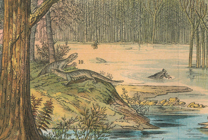 1878 DINOSAUR Print - Carboniferous Period - Antique Paleoart - Dinosaur Wall Art - Coal - Prehistoric Animal Print - 16.5 x 12.5 Inches