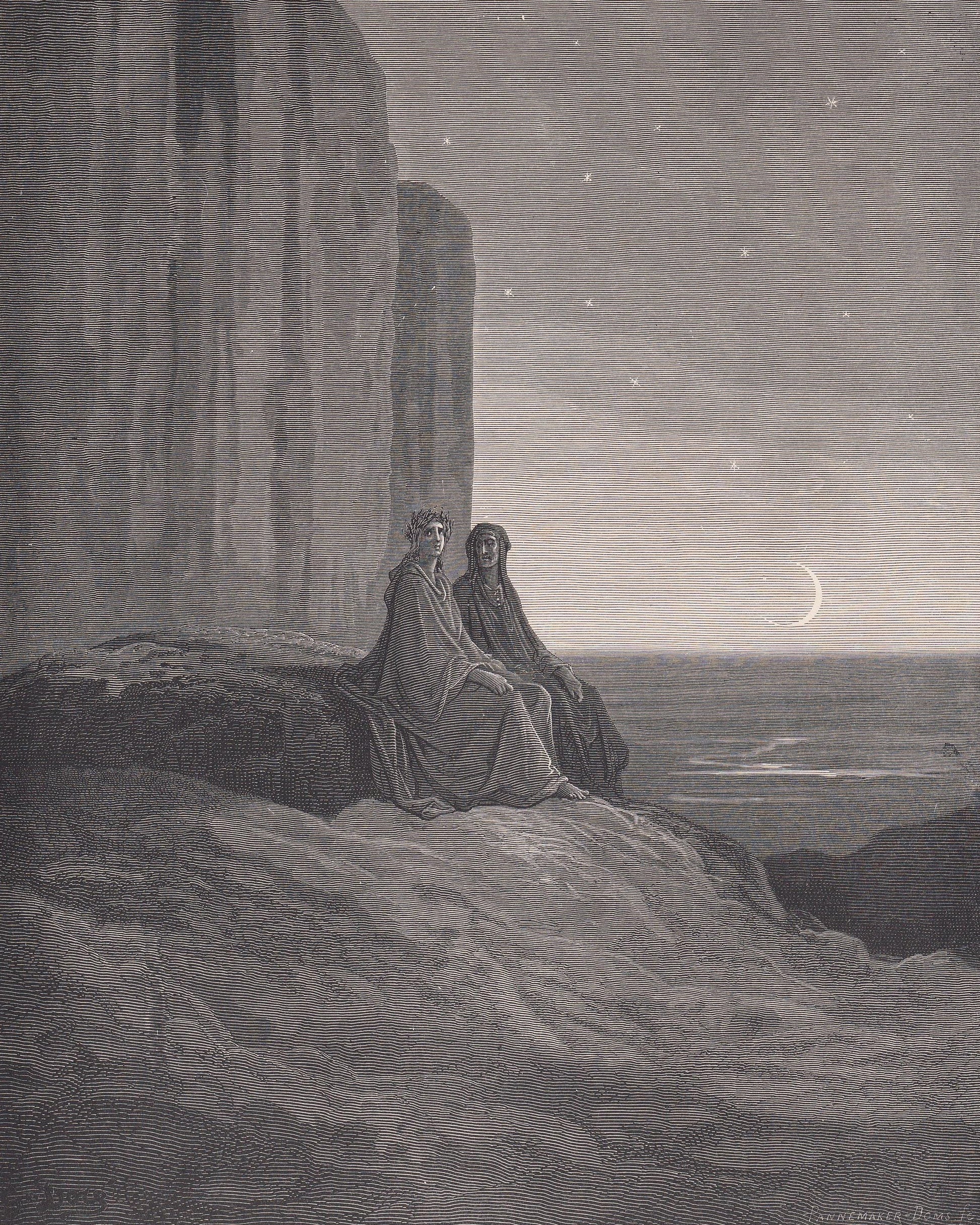 1870 GUSTAVE DORE Print - "The Break of Morning" - Dore Wall Art - Dore Engraving - 8.5 x 12.8 Inches