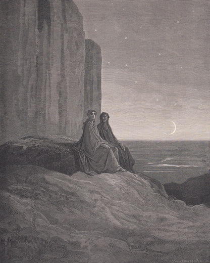 1870 GUSTAVE DORE Print - "The Break of Morning" - Dore Wall Art - Dore Engraving - 8.5 x 12.8 Inches