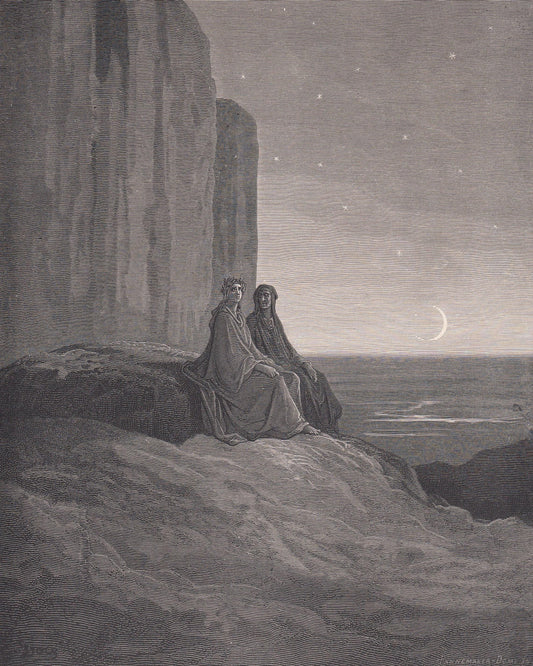1870 GUSTAVE DORE Print - "The Break of Morning" - Dore Wall Art - Dore Engraving - 8.5 x 12.8 Inches