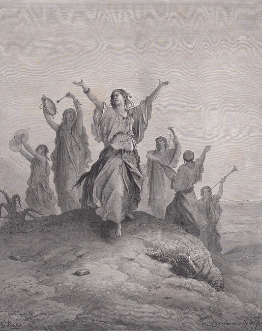 1870 GUSTAVE DORE Print - "Jephthah's Daughter Coming to Meet Her Father" - Dore Wall Art - Dore Engraving - 8.5 x 12.2 Inche