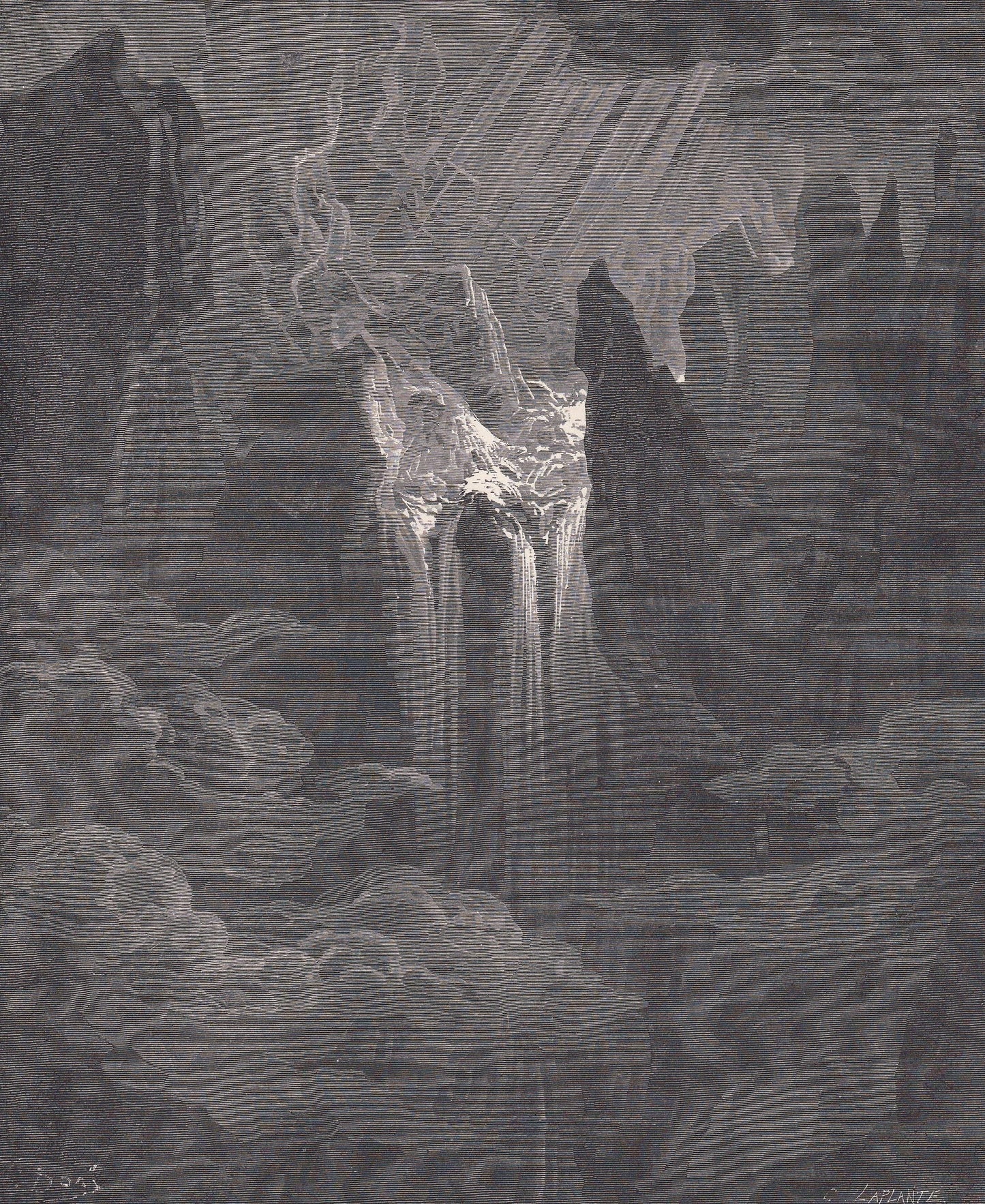 1870 GUSTAVE DORE Print - "The Gathering of Waters" - Dore Wall Art - Antique Dore Engraving - 8.5 x 12.2 Inches