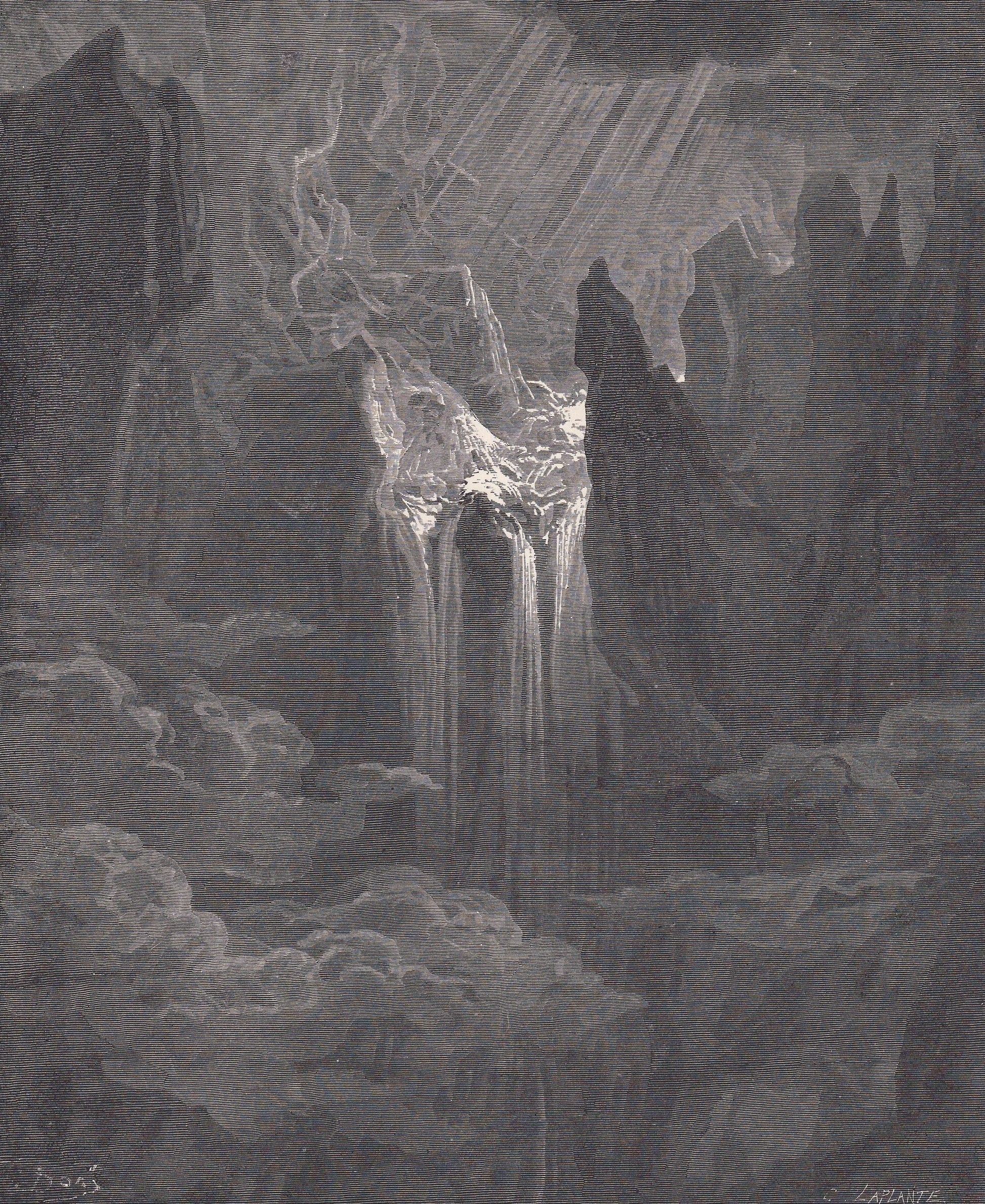 1870 GUSTAVE DORE Print - "The Gathering of Waters" - Dore Wall Art - Antique Dore Engraving - 8.5 x 12.2 Inches