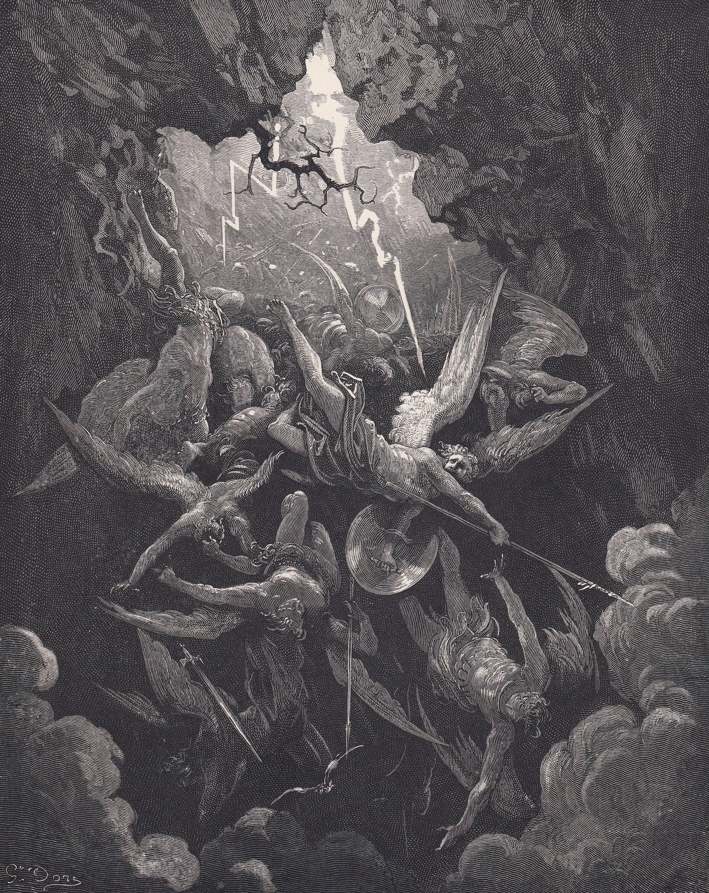 1870 GUSTAVE DORE Print - "The Mouth of Hell" - Dore Wall Art - Antique Dore Engraving - 8.5 x 12.2 Inches