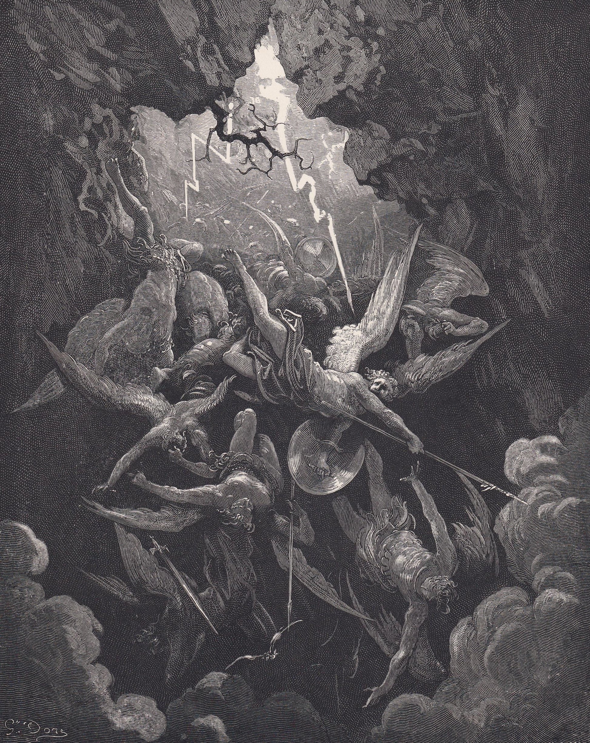 1870 GUSTAVE DORE Print - "The Mouth of Hell" - Dore Wall Art - Antique Dore Engraving - 8.5 x 12.2 Inches