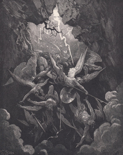 1870 GUSTAVE DORE Print - "The Mouth of Hell" - Dore Wall Art - Antique Dore Engraving - 8.5 x 12.2 Inches