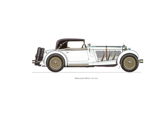 1960s LARGE CLASSIC CAR Print - Mercedes-Benz, 1928 - Classic Car Wall Art - Motor History - Car Gift - Nursery Art - 15.5 x 11.7 Inches