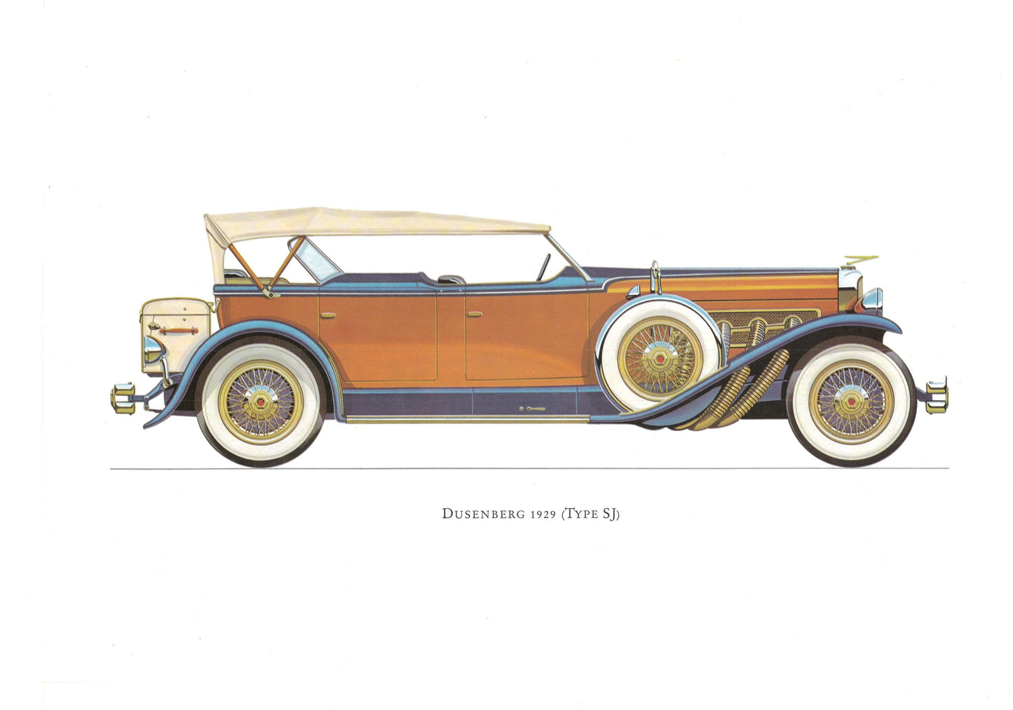 1960s LARGE CLASSIC CAR Print - Dusenberg, 1929 - Classic Car Wall Art - Motor History - Car Gift - Nursery Art - 15.5 x 11.7 Inches