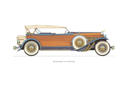 1960s LARGE CLASSIC CAR Print - Dusenberg, 1929 - Classic Car Wall Art - Motor History - Car Gift - Nursery Art - 15.5 x 11.7 Inches