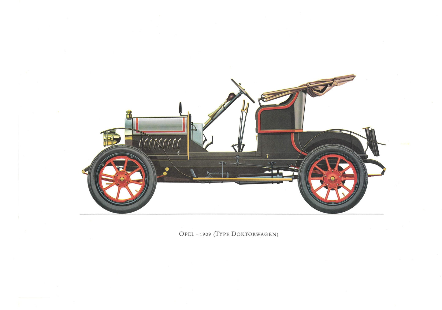 1960s LARGE CLASSIC CAR Print - Opel, 1909 - Classic Car Wall Art - Motor History - Car Gift - Nursery Art - 15.5 x 11.7 Inches
