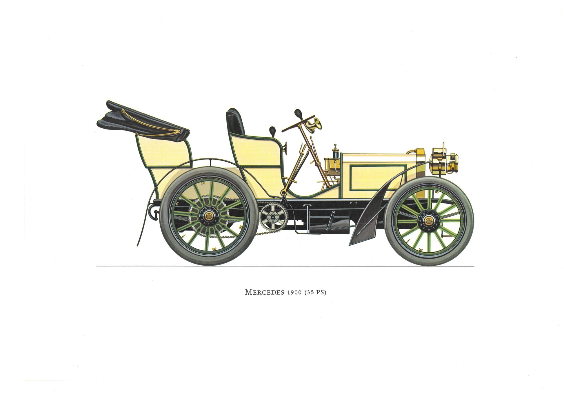 1960s LARGE CLASSIC CAR Print - Mercedes 1900 - Classic Car Wall Art - Motor History - Car Gift - 15.5 x 11.7 Inches