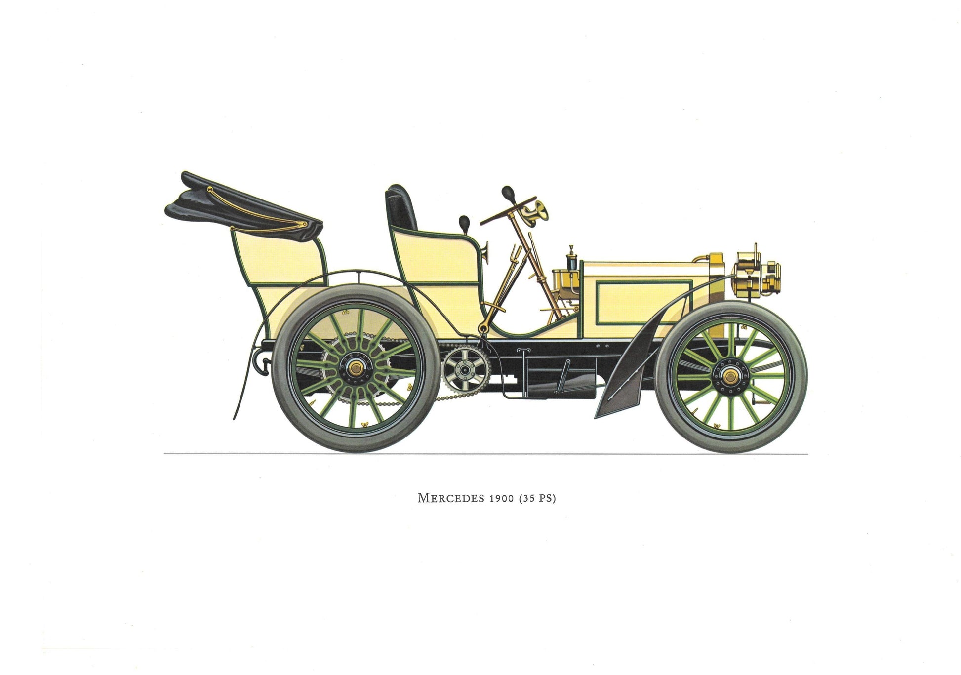 1960s LARGE CLASSIC CAR Print - Mercedes 1900 - Classic Car Wall Art - Motor History - Car Gift - 15.5 x 11.7 Inches