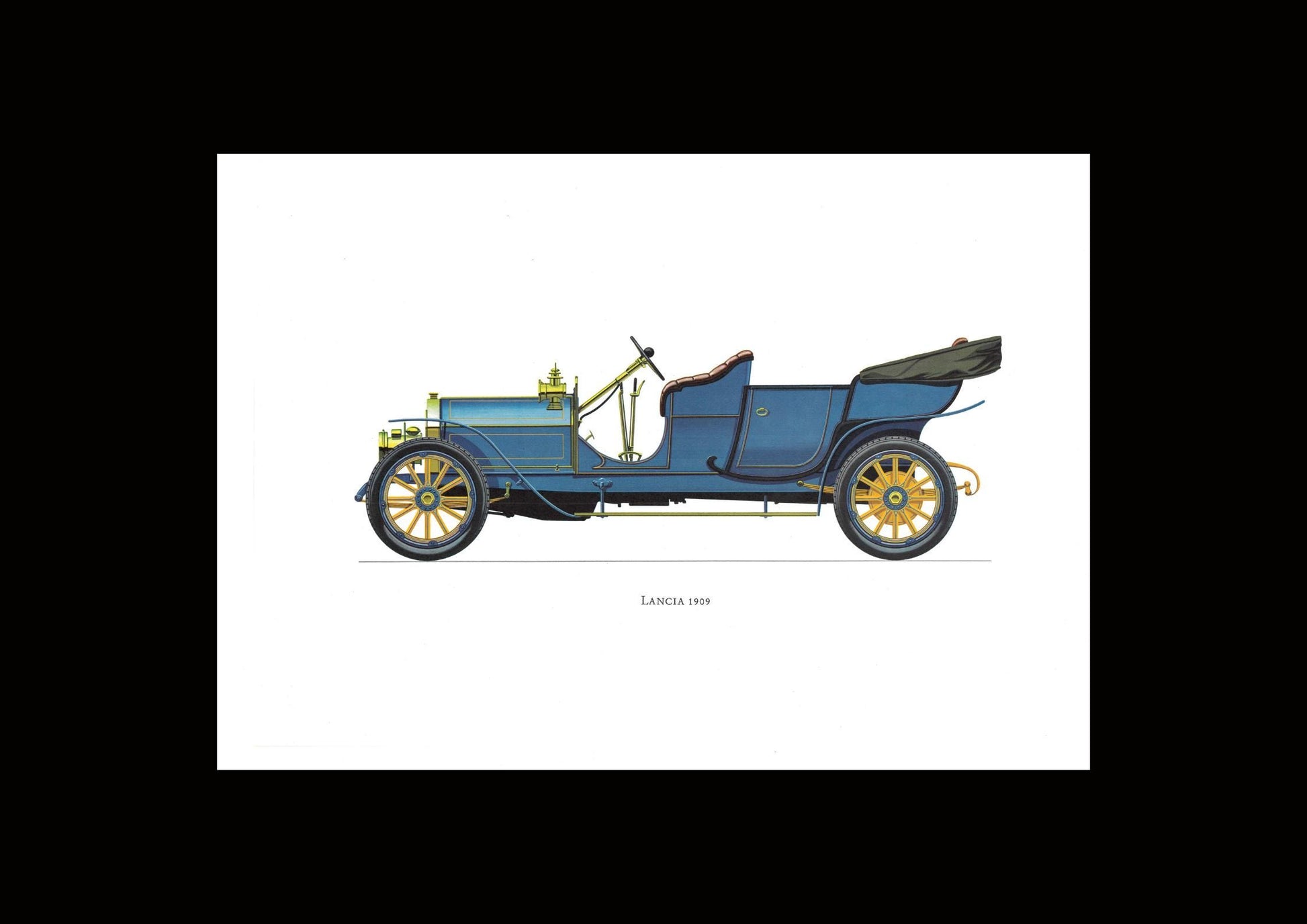 1960s LARGE CLASSIC CAR Print - Lancia 1909 - Classic Car Wall Art - Motor History - Car Gift - 15.5 x 11.7 Inches