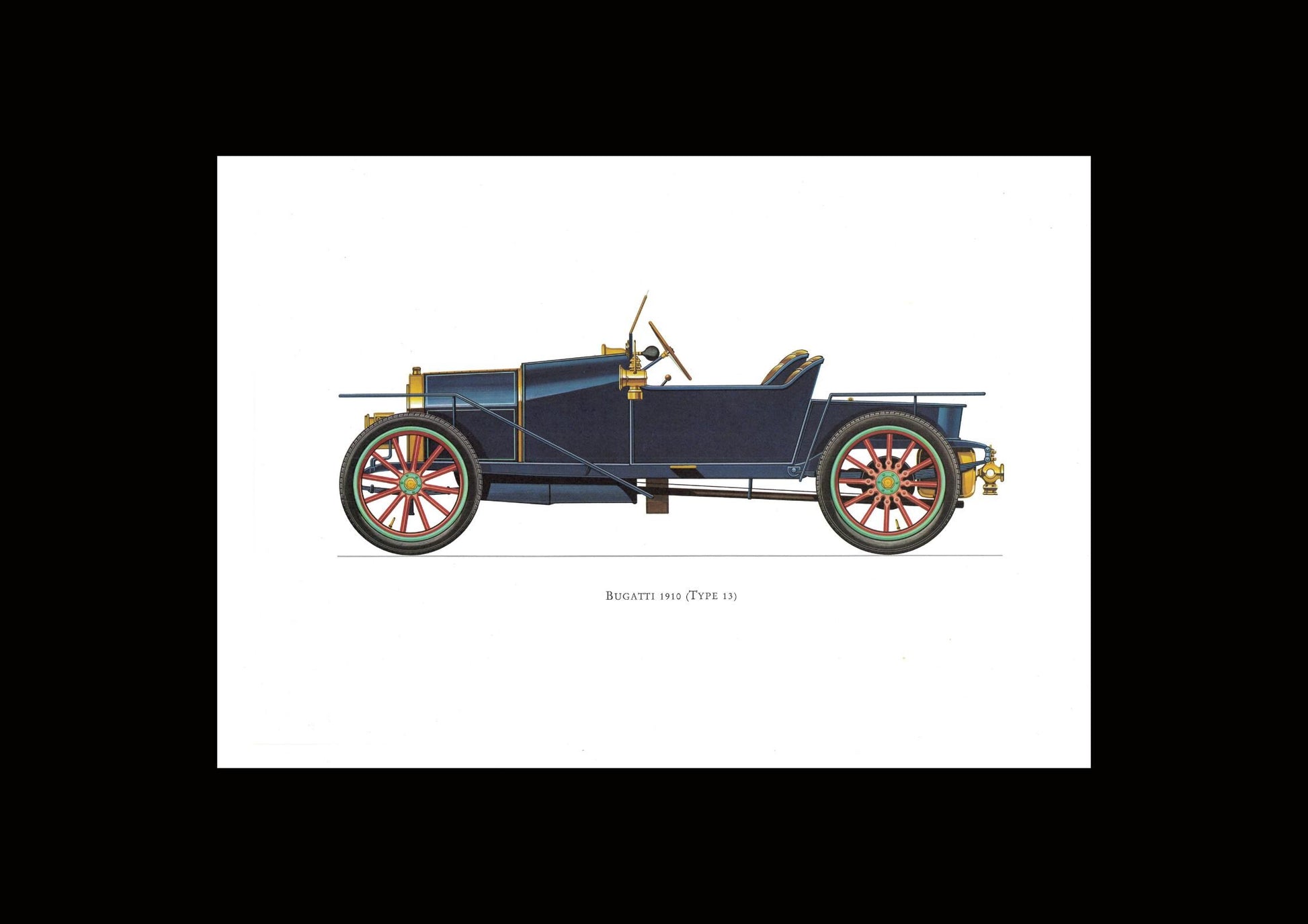 1960s LARGE CLASSIC CAR Print - Bugatti 1910 - Classic Car Wall Art - Motor History - Car Gift - 15.5 x 11.7 Inches