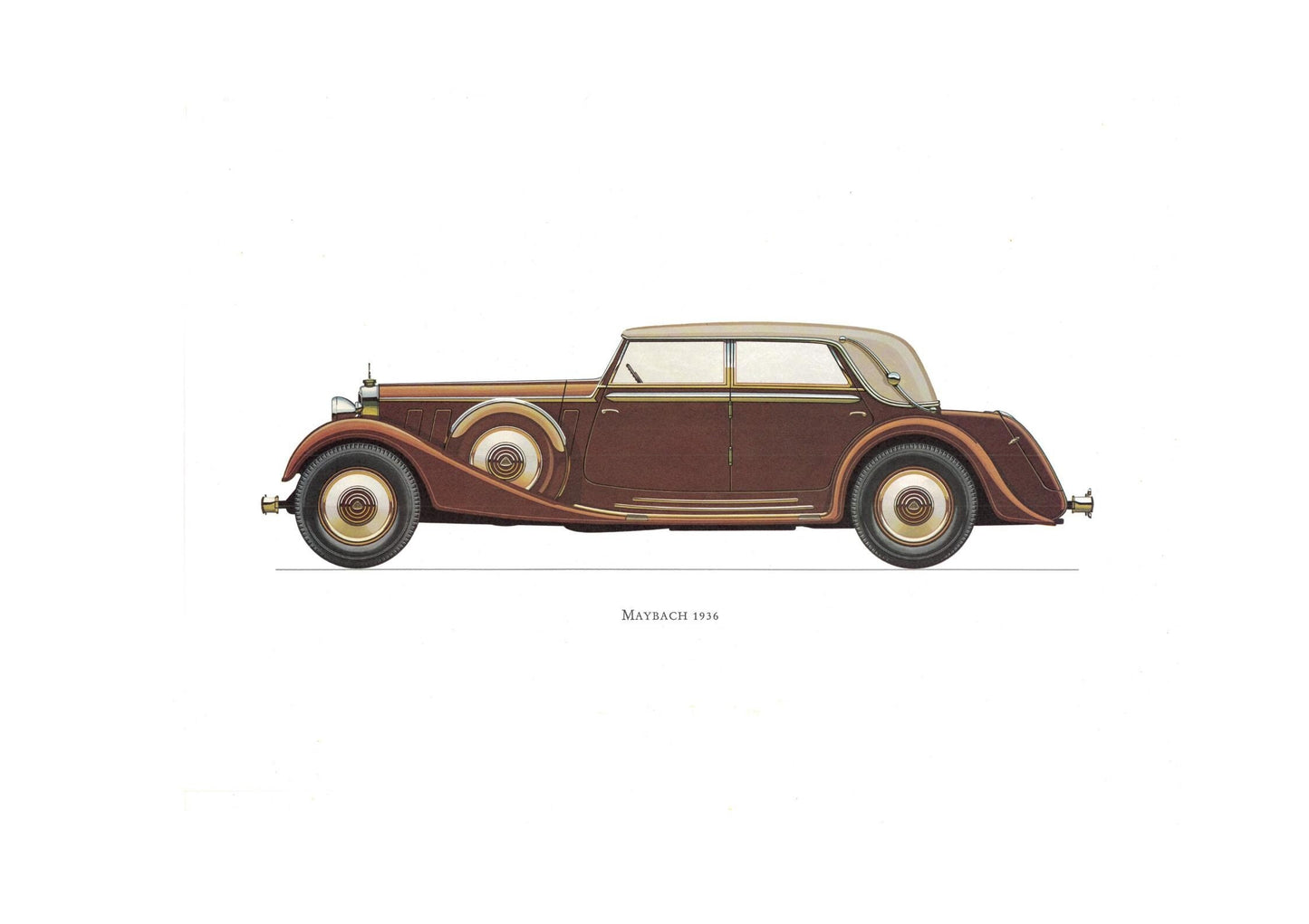 1960s LARGE CLASSIC CAR Print - Maybach, 1936 - Classic Car Wall Art - Motor History - Car Gift - Nursery Art - 15.5 x 11.7 Inches