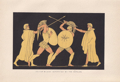 1880 HECTOR vs AJAX Print - Greek Myths, Homer, Trojan War Print - Mythology Wall Art - 7.5 x 5 Inches