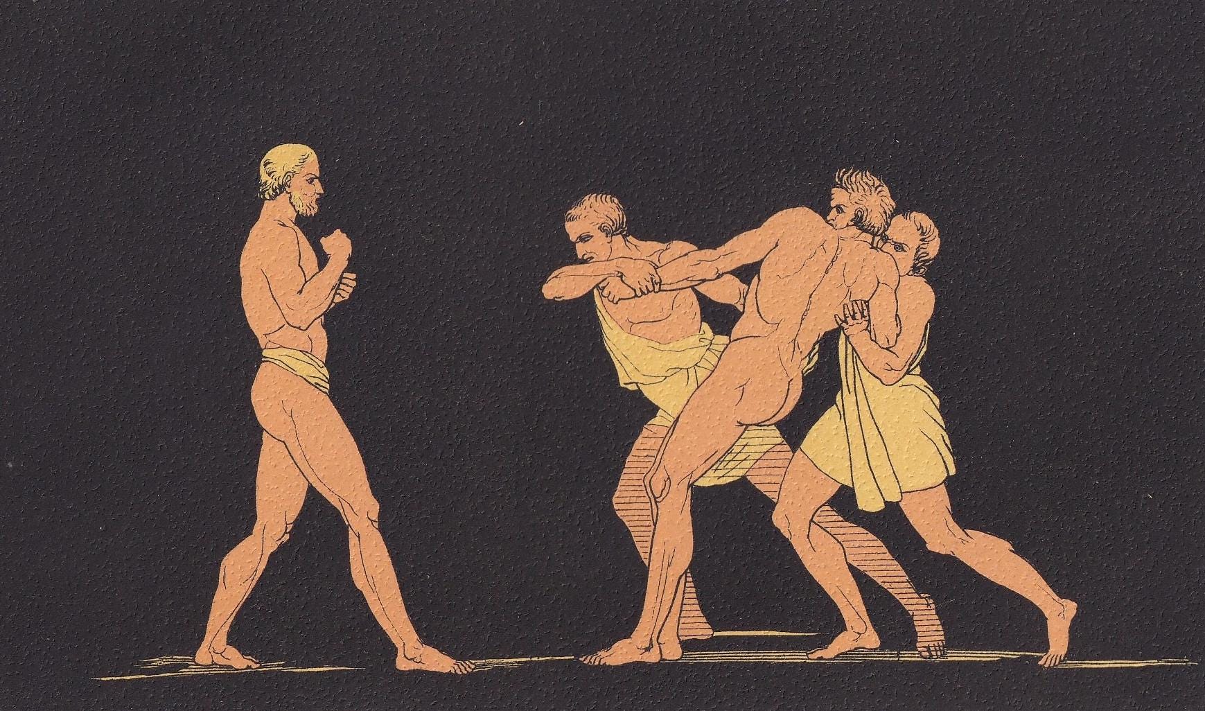 1880 ULYSSES vs IRUS Print - Greek Myths, Homer, the Odyssey Print - Mythology Wall Art - 7.5 x 5 Inches