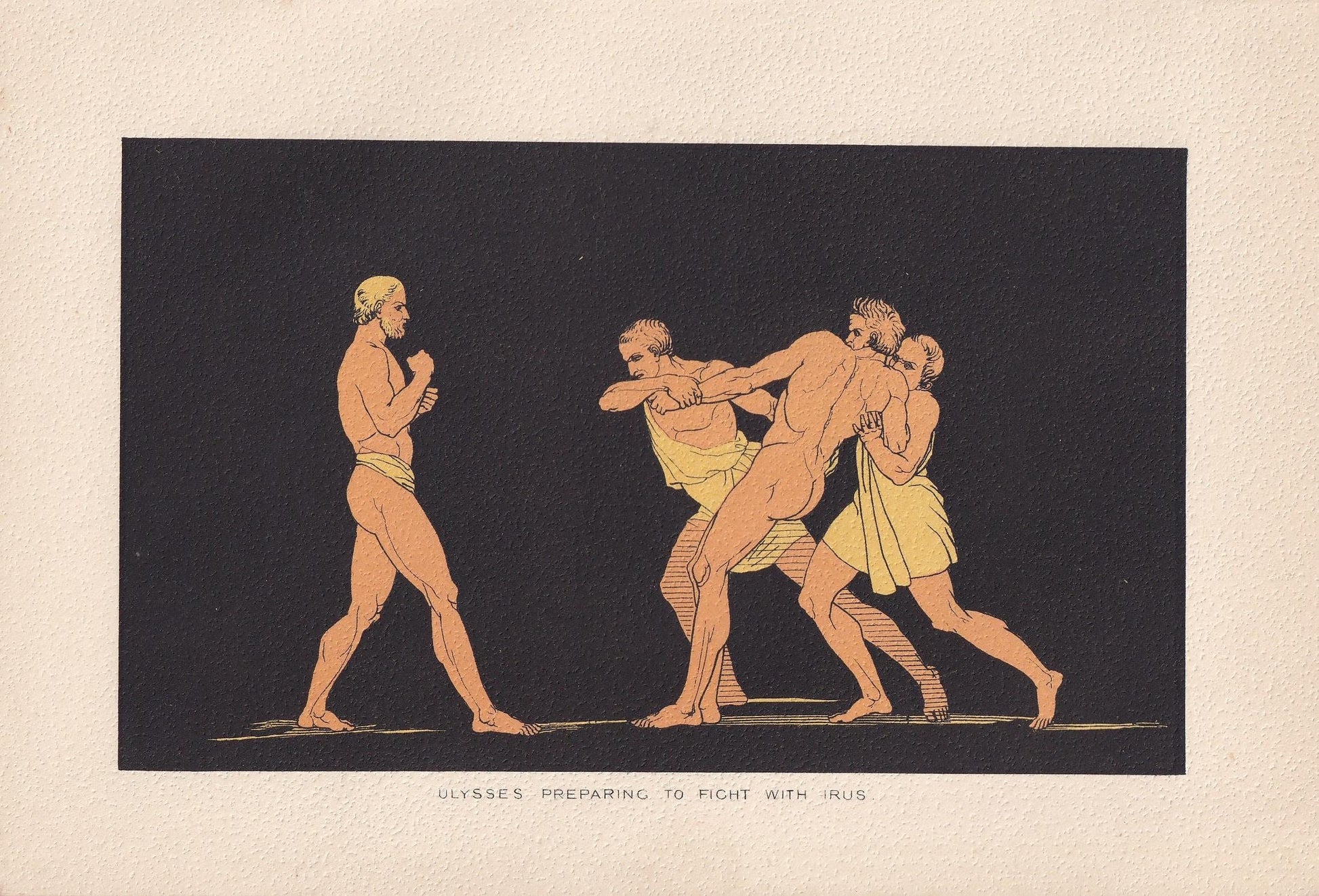 1880 ULYSSES vs IRUS Print - Greek Myths, Homer, the Odyssey Print - Mythology Wall Art - 7.5 x 5 Inches