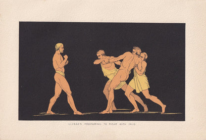 1880 ULYSSES vs IRUS Print - Greek Myths, Homer, the Odyssey Print - Mythology Wall Art - 7.5 x 5 Inches