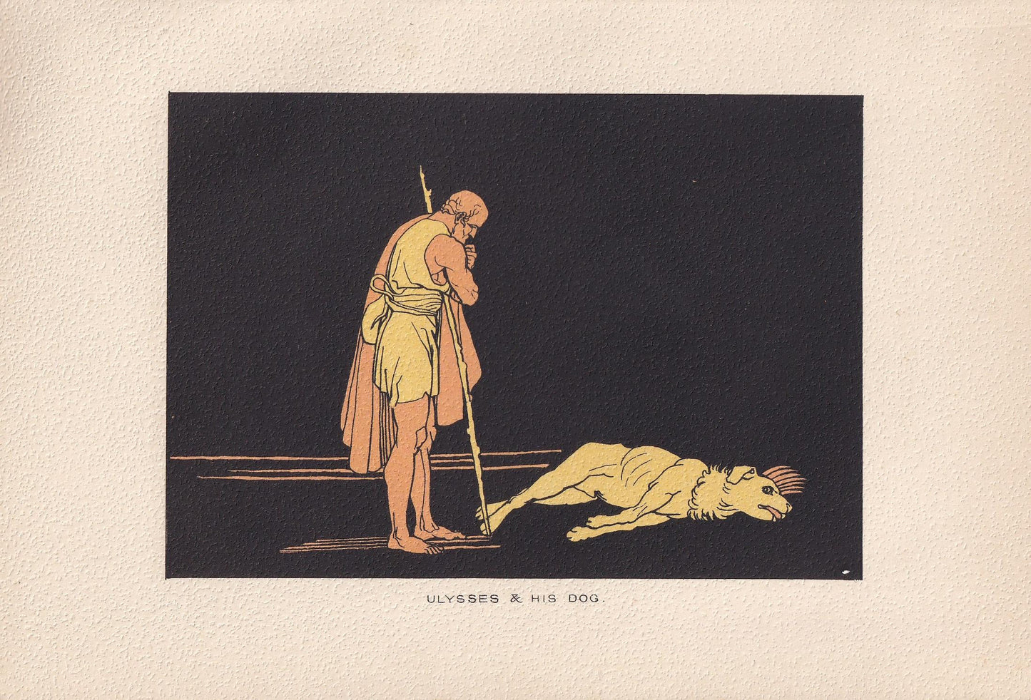 1880 ULYSSES & HIS DOG Print - Greek Myths, Homer, the Odyssey Print - Odysseus - Mythology Wall Art - 7.5 x 5 Inches