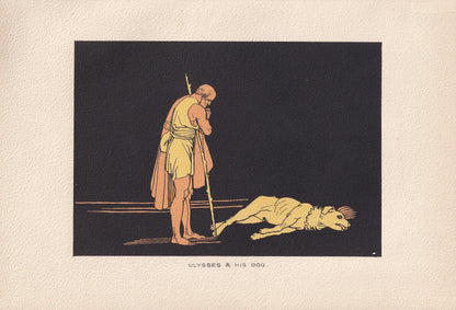 1880 ULYSSES & HIS DOG Print - Greek Myths, Homer, the Odyssey Print - Odysseus - Mythology Wall Art - 7.5 x 5 Inches