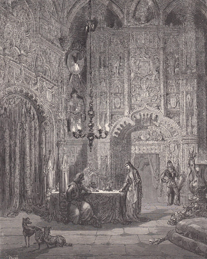 1870 GUSTAVE DORE Print - "The Enchanted Castle" - Dore Wall Art - Antique Dore Engraving - 8.5 x 12.2 Inches