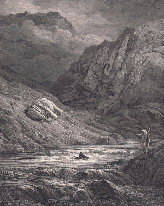 1870 GUSTAVE DORE Print - "The Two Adventurers and the Talisman" - Dore Wall Art - Antique Dore Engraving - 8.5 x 12.2 Inches