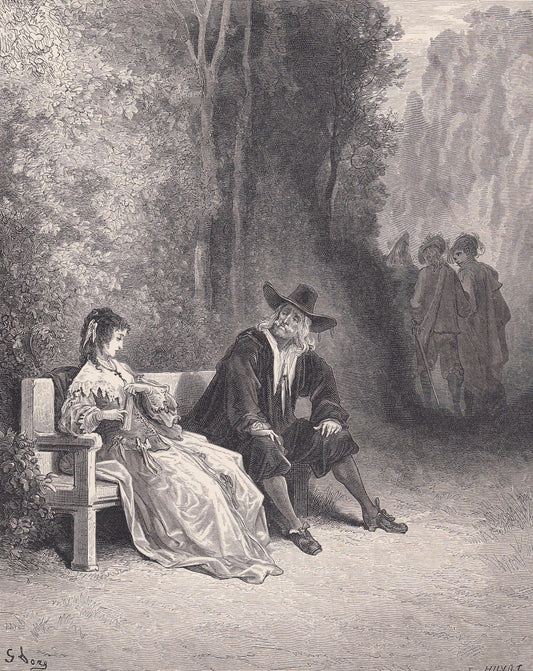 1870 GUSTAVE DORE Print - "The Maiden" - Dore Wall Art - Antique Dore Engraving - 8.5 x 12.2 Inches