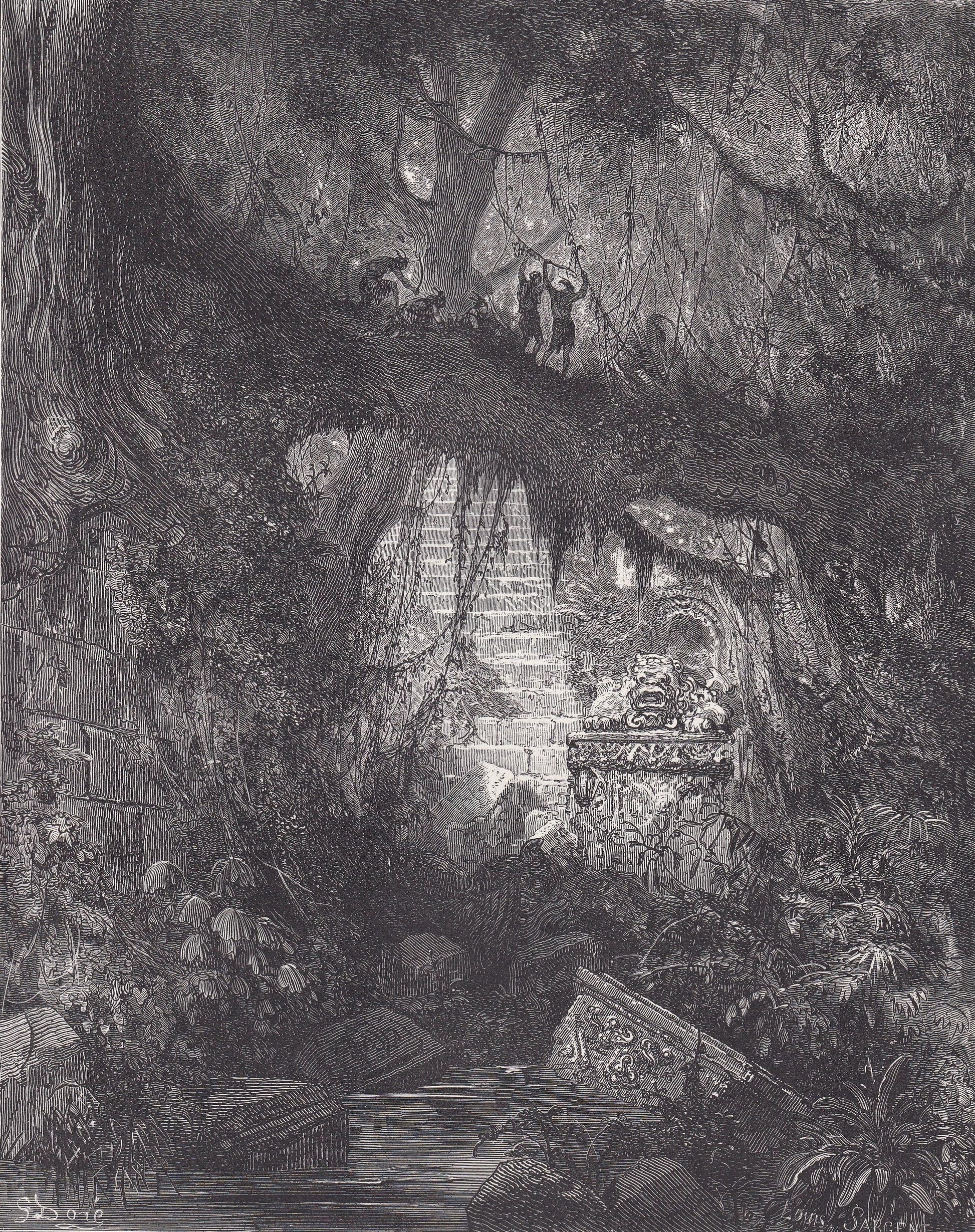 1870 GUSTAVE DORE Print - "The Wood of Blood in Atala" - Dore Wall Art - Antique Dore Engraving - 8.5 x 12.2 Inches