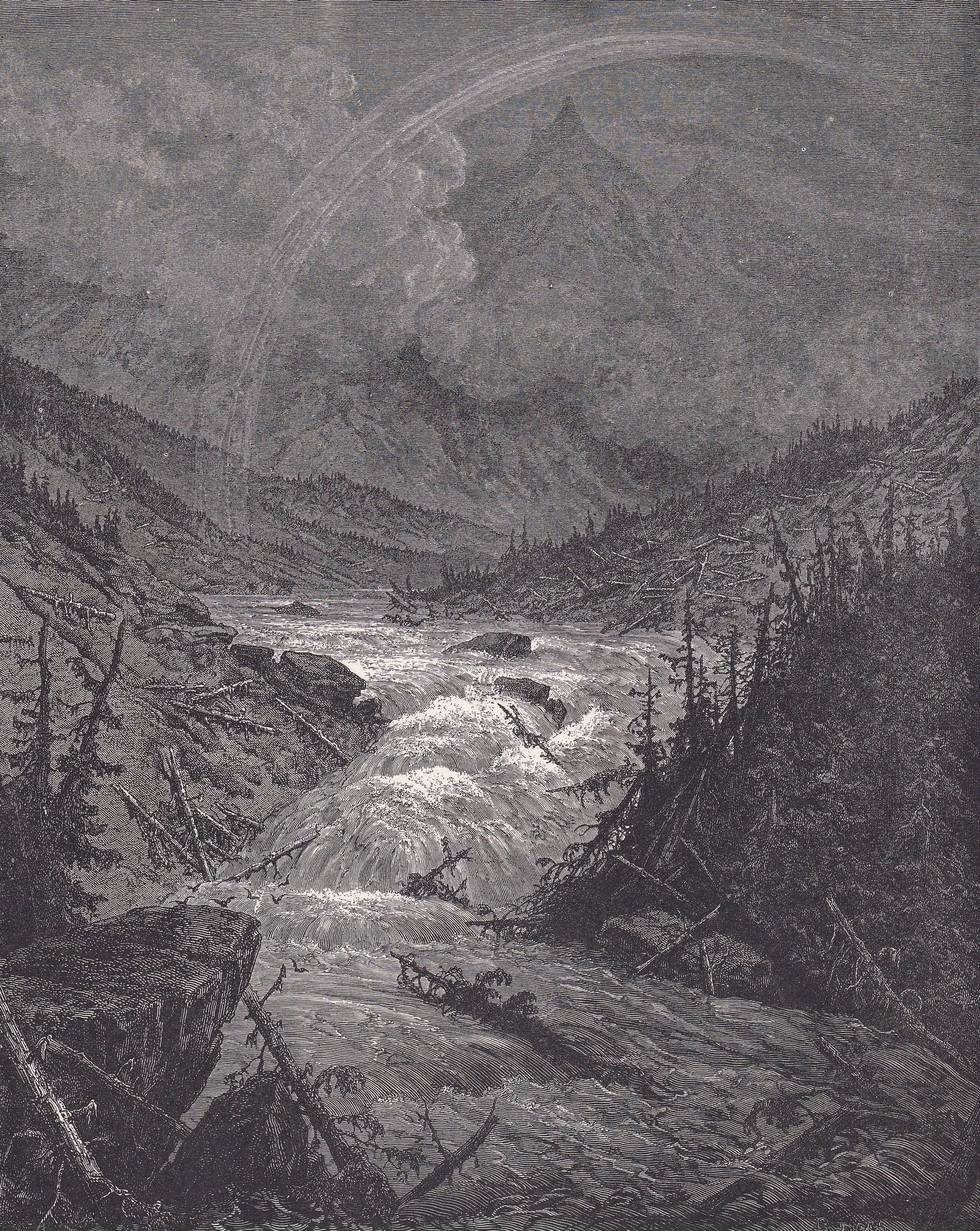 1870 GUSTAVE DORE Print - "The Tributaries of the Mississippi" - Dore Wall Art - Antique Dore Engraving - 8.5 x 12.2 Inches