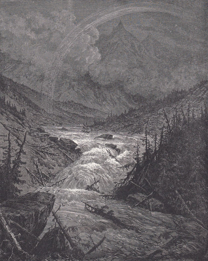 1870 GUSTAVE DORE Print - "The Tributaries of the Mississippi" - Dore Wall Art - Antique Dore Engraving - 8.5 x 12.2 Inches
