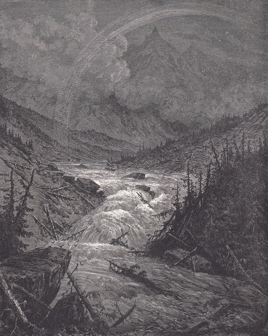 1870 GUSTAVE DORE Print - "The Tributaries of the Mississippi" - Dore Wall Art - Antique Dore Engraving - 8.5 x 12.2 Inches