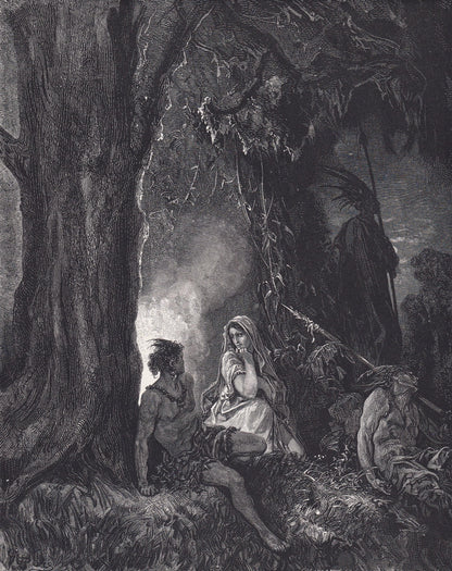 1870 GUSTAVE DORE Print - "Chactas and Atala" - Dore Wall Art - Antique Dore Engraving - 8.5 x 12.2 Inches