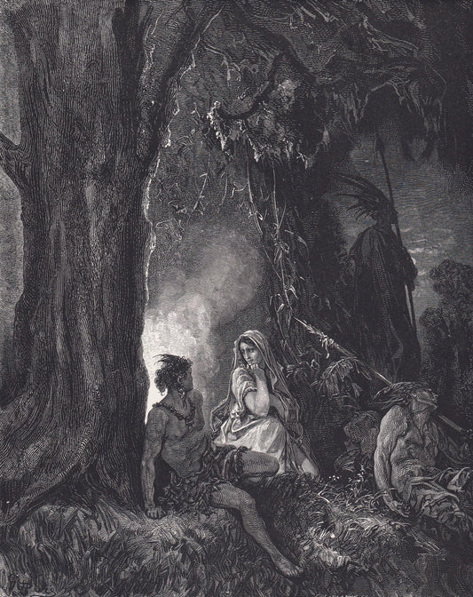 1870 GUSTAVE DORE Print - "Chactas and Atala" - Dore Wall Art - Antique Dore Engraving - 8.5 x 12.2 Inches