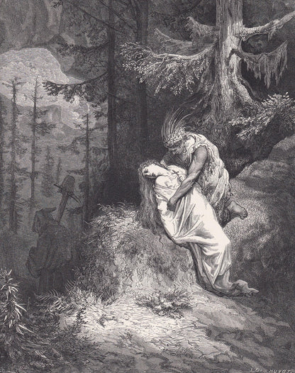 1870 GUSTAVE DORE Print - "The Burial of Atala" - Dore Wall Art - Antique Dore Engraving - 8.5 x 12.2 Inches