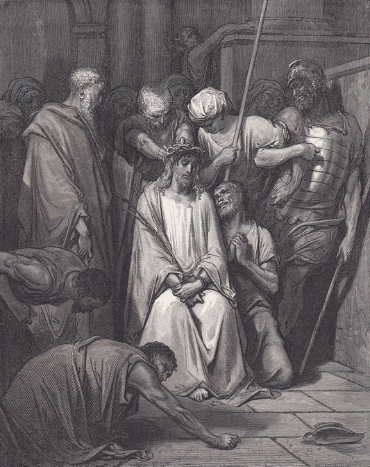 1870 GUSTAVE DORE Print - "The Crown of Thorns" - Jesus - Dore Wall Art - Antique Dore Engraving - 8.5 x 12.2 Inches