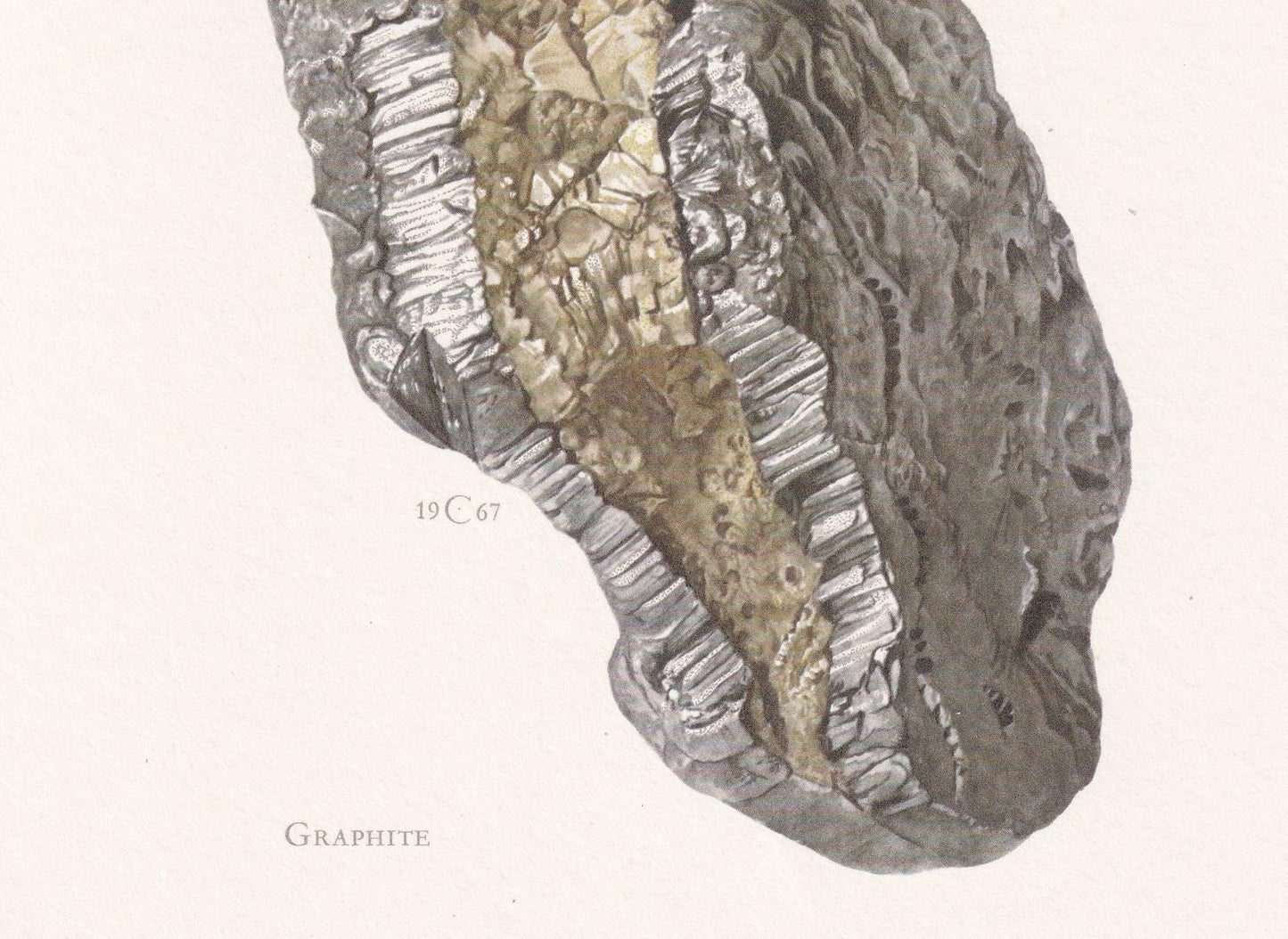 1968 GRAPHITE Print - Mineral Wall Art Gift - Mineralogy Decor - Precious Stones - Vintage Rock Art - Element Print - 7.5 x 10.6 Inches