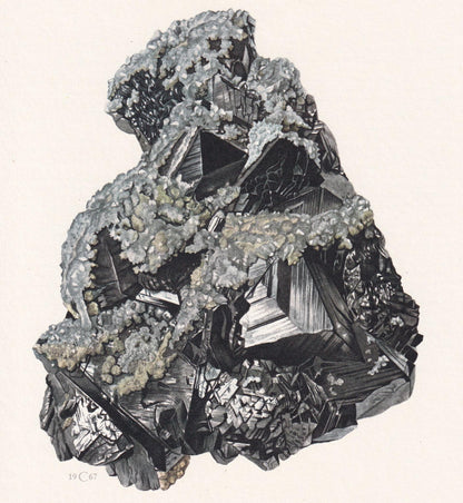 1968 SPHALERITE Print - Mineral Wall Art Gift - Zinc - Mineralogy Decor - Precious Stones - Vintage Rock Art - Element - 7.5 