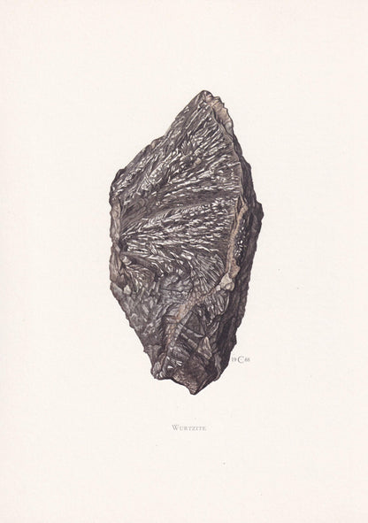 1968 WURTZITE Print - Mineral Wall Art Gift - Mineralogy Decor - Precious Stones - Vintage Rock Art - Element - 7.5 x 10.6 In
