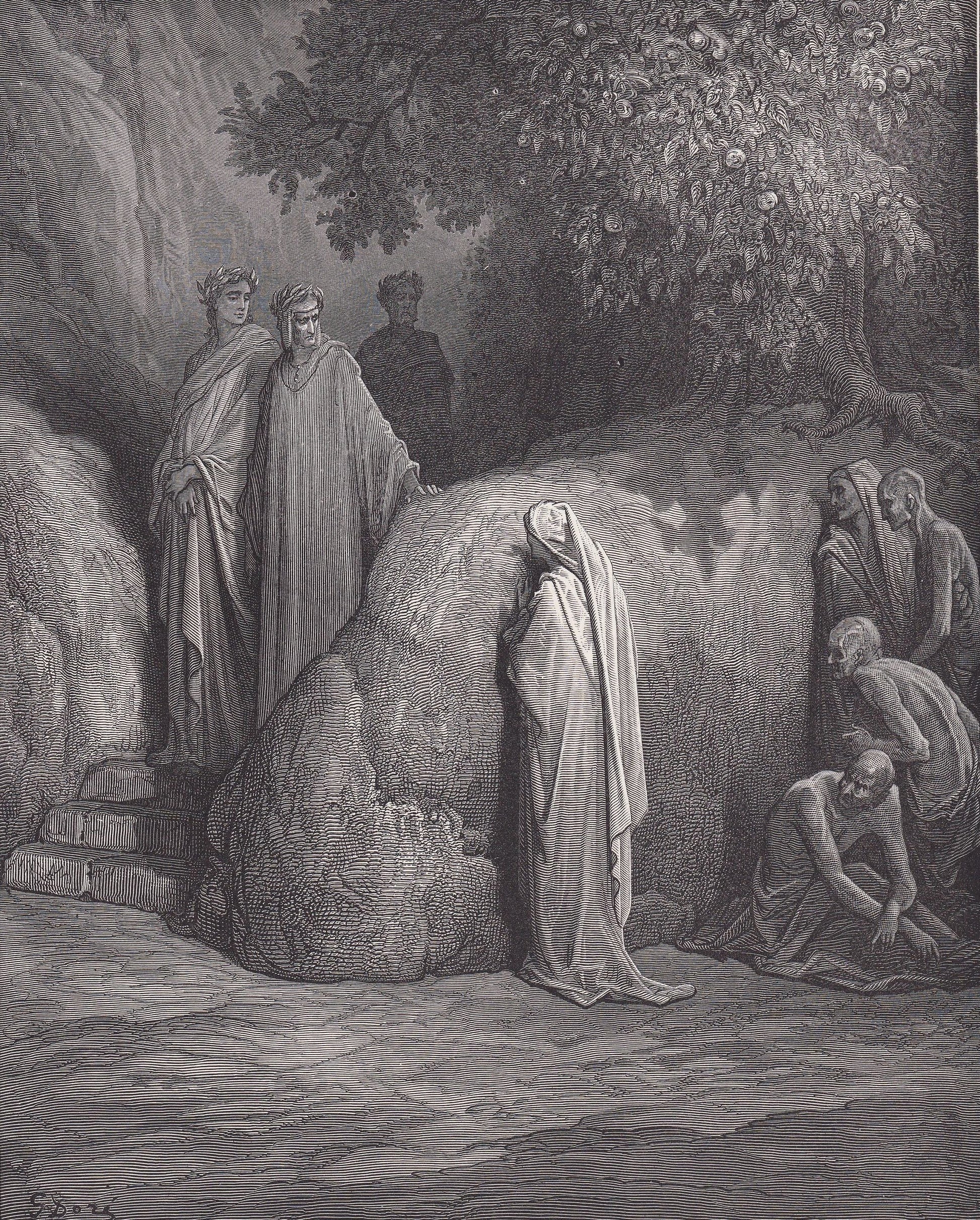 1870 GUSTAVE DORE Print - "Dante and the Spirit of Forese" - Dore Wall Art - Antique Dore Engraving - 8.5 x 12.2 Inches