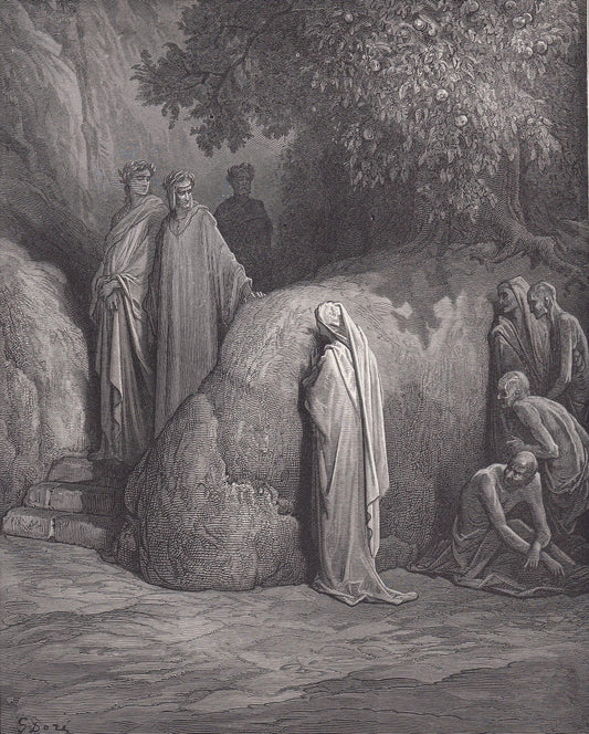 1870 GUSTAVE DORE Print - "Dante and the Spirit of Forese" - Dore Wall Art - Antique Dore Engraving - 8.5 x 12.2 Inches