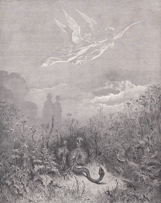 1870 GUSTAVE DORE Print - "Dante and Virgil in the Happy Valley" - Dore Wall Art - Antique Dore Engraving - 8.5 x 12.2 Inches