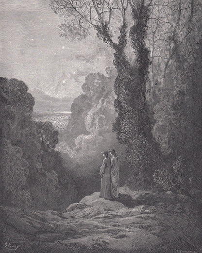 1870 GUSTAVE DORE Print - "The Threshold of Purgatory" - Dore Wall Art - Antique Dore Engraving - 8.5 x 12.8 Inches
