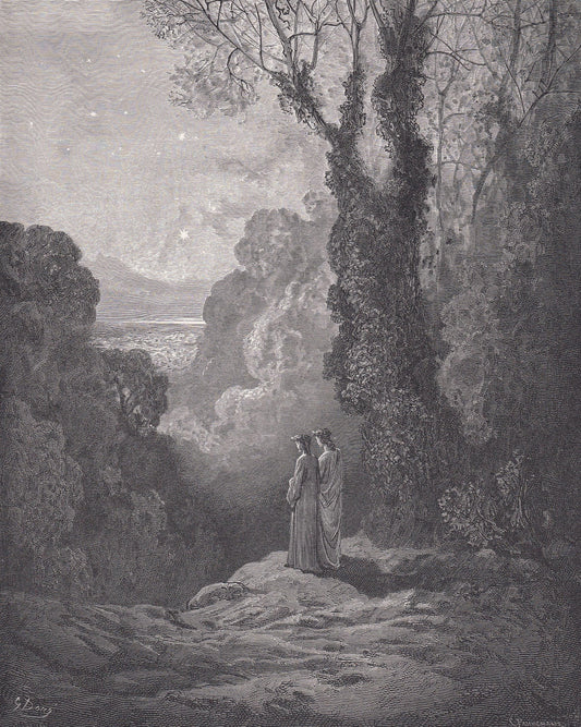 1870 GUSTAVE DORE Print - "The Threshold of Purgatory" - Dore Wall Art - Antique Dore Engraving - 8.5 x 12.8 Inches