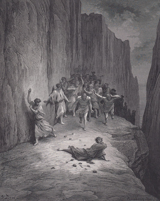 1870 GUSTAVE DORE Print - "The Martyrdom of Saint Stephen" - Dore Wall Art - Antique Dore Engraving - 8.5 x 12.2 Inches